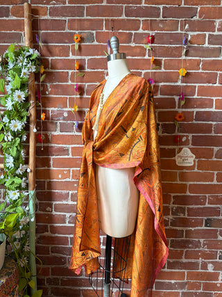 Summer Dreams 100% Silk Poncho Robe- Fair Trade Made