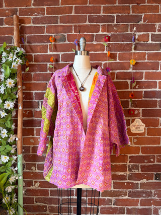 OOAK Summer Collection - Upcycled Metallica Inspired Vintage Kantha Jacket