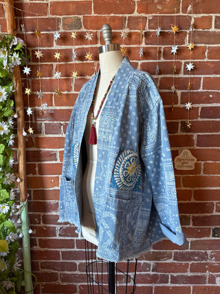 OOAK Winter Collection - Oversized Paisley Soft Wash Denim Upcycled Patchwork Jacket