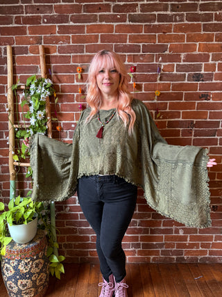 Autumn Skies Stonewashed Flowy Poncho Tunic - Multiple Colors Available- Fair Trade Made
