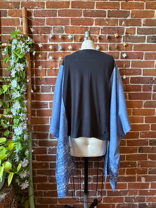 OOAK Autumn Collection - Upcycled Rolling Stones Inspired Hi Lo Poncho Top with Pockets