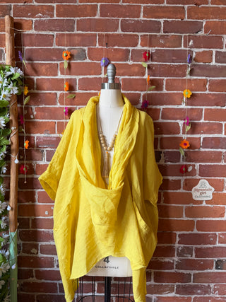 Earth & Sky Linen Cowl Poncho Top - Made in Italy - Multiple Colors Available