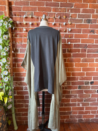 Stevie Silver Springs Hybrid Sage Embroidered Hi Lo Poncho Top