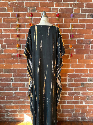 Laila Tie Dye Adjustable Kaftan Dress Black/Taupe