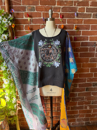 OOAK Autumn Collection- Upcycled Fleetwood Mac Hi Lo Kantha Sweatshirt