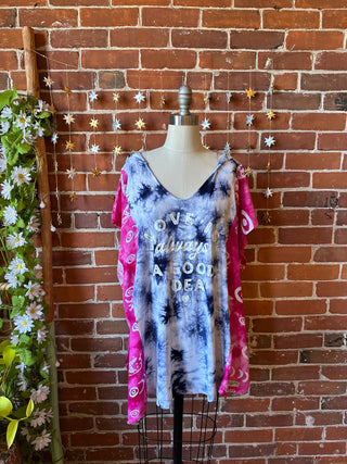 OOAK Autumn Collection- Upcycled Tie Dye Love Hoodie Poncho