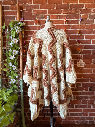 OOAK Autumn Collection- Vintage Upcycled Crochet Poncho Sweater
