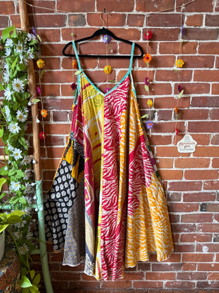 Coffee In The Morning Midi Kantha Summer Dress With Pockets - Fits up to 2X