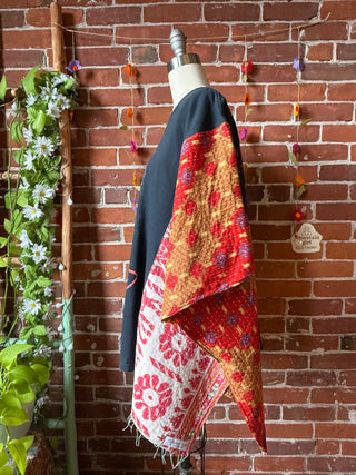 OOAK Autumn Collection- Upcycled Rihanna Inspired Kantha Poncho Tee