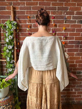 Meadow Mist Linen Poncho Top / Tunic Overlay Top - Made in Italy - Multiple Colors Available