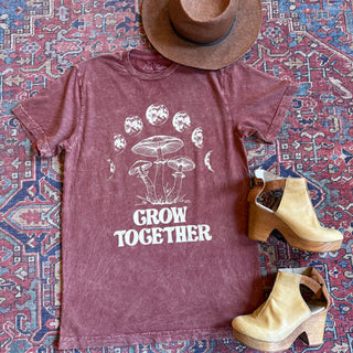 Grow Together Mushroom Moon Phase Mineral Wash TShirt