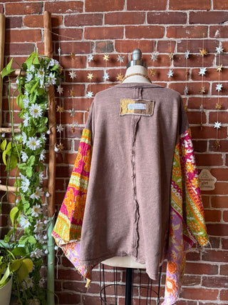 OOAK Winter Collection - Upcycled Flower Patchwork Kantha Poncho Top 🌼