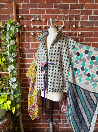 OOAK Winter Collection - Upcycled Cozy Kantha Poncho Hi Lo Jacket