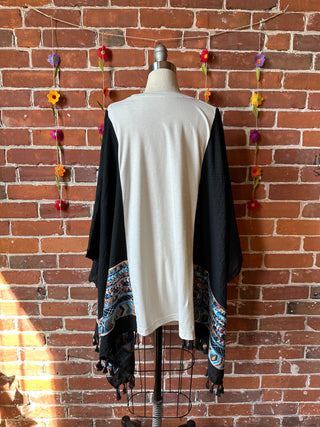 Fleetwood Mac Dreams Inspired Black Tassel Embroidered Poncho