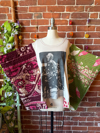 OOAK Spring Collection- Upcycled Elton John Inspired Kantha Poncho Tee