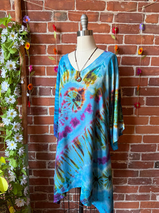 Autumn Stroll Rainbow Tie Dye Flowy Tunic Top
