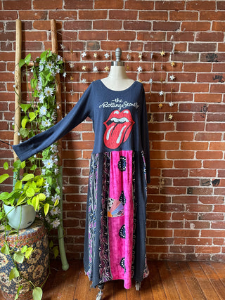 OOAK Autumn Collection - Size Large/XL Upcycled Rolling Stones Inspired Tshirt Dress