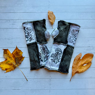 Sierra Recycled Patchwork Boho Hand Warmers / Fingerless Gloves