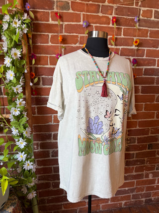 2XL+3XL Stay Wild Moon Child Mineral Wash TShirt -Glacier White
