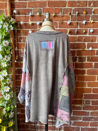 OOAK Winter Collection - Upcycled Kantha Peace Sign Patchwork Poncho Style Top 🌼
