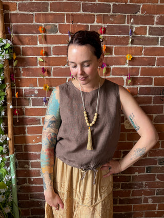 Easy Days 100% Linen Tie Front Tank Top - Made in Italy