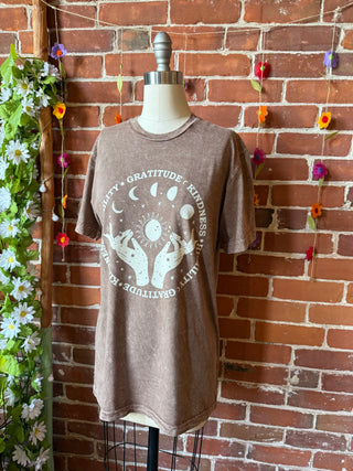 Gratitude Moon Sun Star Mineral Wash TShirt
