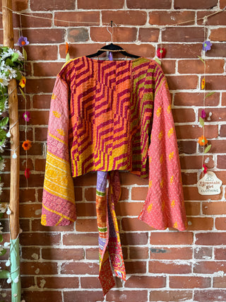 Nova Kantha Bell Sleeve Reversible Wrap Top - 100% Cotton - Fair Trade Made