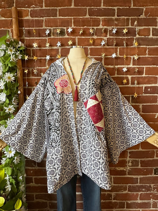 OOAK Autumn Collection - Upcycled Grateful Dead Inspired Patchwork Bell Sleeve Robe