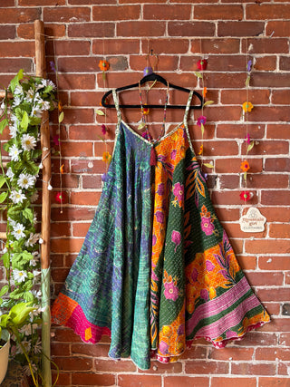Coffee In The Morning Midi Kantha Summer Dress With Pockets - Fits up to 2X