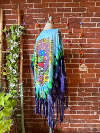 Upcycled Grateful Dead Inspired Tie Dye Open Shoulder Tee