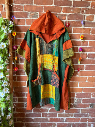 Juniper Patchwork Poncho Hoodie-Multiple Colors Available - Fair Trade Made