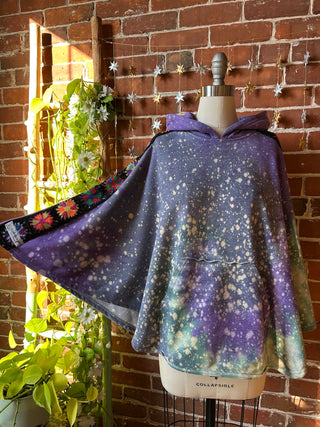 OOAK Winter Collection- Upcycled Peter Tosh Tie Dye Granny Square Hoodie Poncho