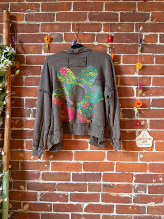 OOAK Summer Collection - Upcycled Flower Patch Patchwork Cardigan Sweater 🌼
