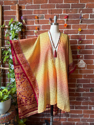 Summer Dreams 100% Silk Poncho Robe- Fair Trade Made