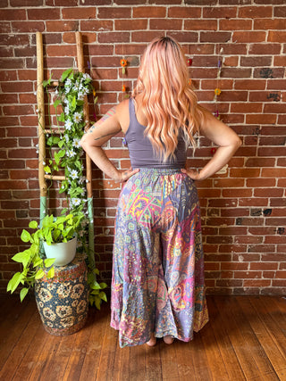 Sun Washed Patchwork Tapestry Palazzo Pants -Fair Trade Made