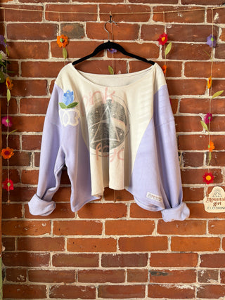 OOAK Autumn Collection- Size Medium Upcycled Pink Floyd Cropped Hybrid Tshirt Sweatshirt Top