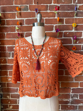 Boho Crochet Overlay Top- Multiple Colors Available - 100% Cotton