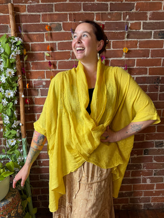 Earth & Sky Linen Cowl Poncho Top - Made in Italy - Multiple Colors Available