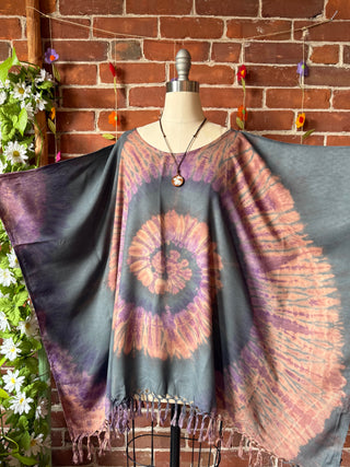 Tie Dye Fringe Poncho Available in Multiple Colors!