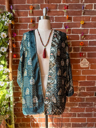 Autumn Moon Silky Flowy Kimono - Fair Trade Made - Final Sale