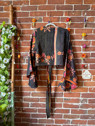 Free Size Nova Kantha Bell Sleeve Wrap Top