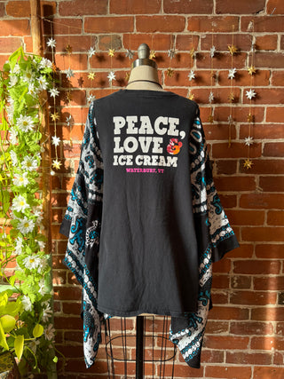 OOAK Winter Collection- Upcycled Ben + Jerrys Ice Cream Poncho Tee