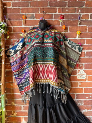 The Wild & Woven Patchwork Hooded Poncho - Fair Trade Made - Final Sale