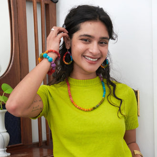 Kantha Rainbow Prism Teardrop Earrings -Fair Trade Made