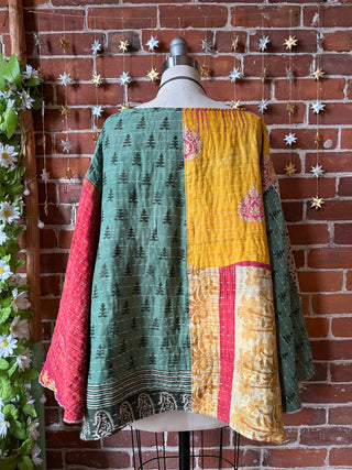 Into The Mystic Bell Sleeve Kantha Pullover Top w/Pockets