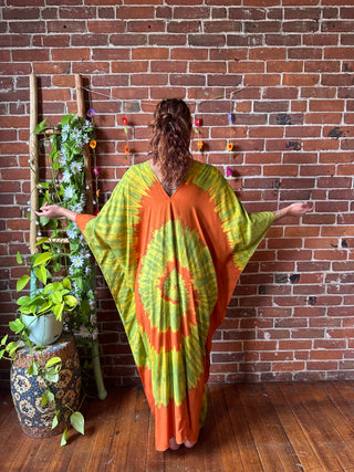 Laila Autumn Spiral Tie Dye Kaftan Dress