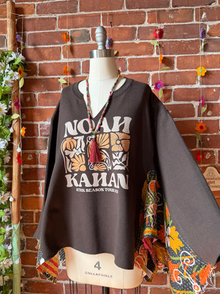 OOAK Summer Collection- Noah Kahan Stick Season Birdsong Wing Sleeve Style Kantha Poncho Sweatshirt