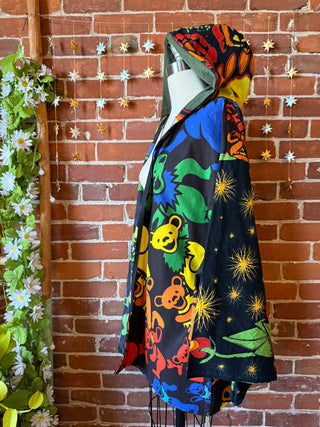 OOAK Autumn Collection - Upcycled Grateful Dead Inspired Mix Fabric Bell Sleeve Robe