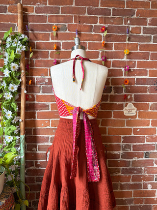 In Bloom Reversible Kantha Halter Top - 100% Cotton - Fair Trade Made - “Plus” Size
