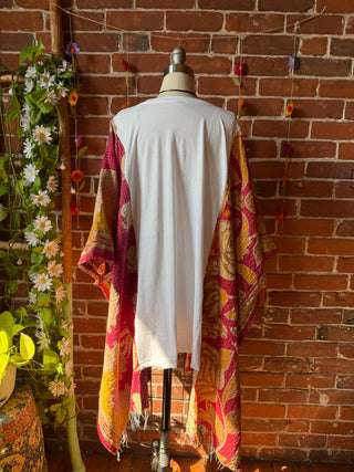 Upcycled Waylon Jennings + Willie Nelson Inspired Kantha Hi Lo Poncho Top